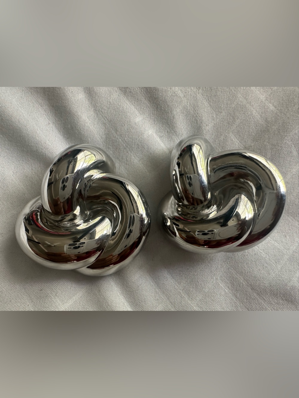 ✨Saint Laurent Silver-Tone Knot Clip-on Earrings Women Jewelry